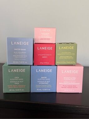 LANEIGE Variety Bundle - Moisturizer, Sleeping Mask, Lip Mask & Treatment, NEW